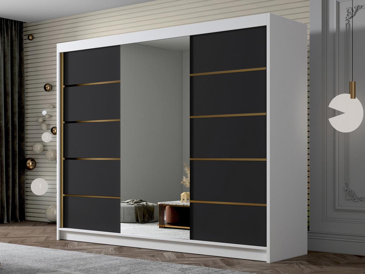 SCHIEBETÜRENSCHRANK Amber VI - Goldfarben/Multicolor, Holzwerkstoff/Metall (250/215/58cm) - MIRJAN24