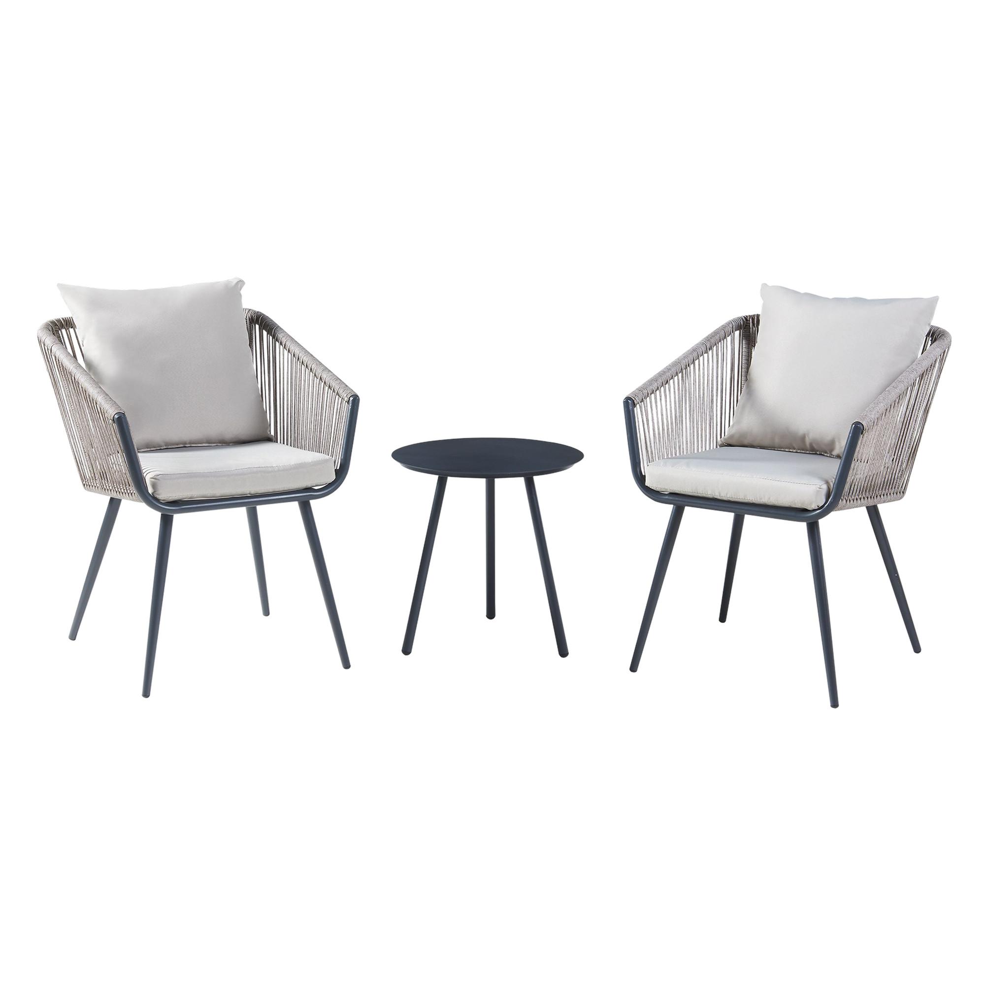 BISTRO-SET 3 TLG. Abriola - Grau, Metall - casa.pro