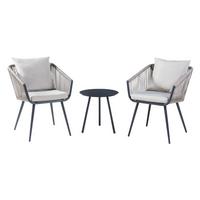 BISTRO-SET 3 TLG. Abriola - Grau, Metall - casa.pro