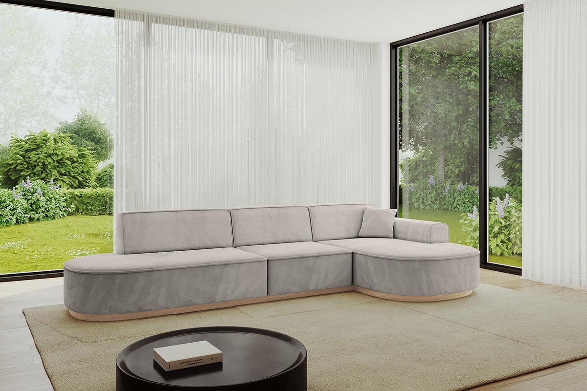 ECKSOFA Ottomane Rechts MARI-L2-v1 - 328x171x83 cm Hellbraun Velours - Hellbraun, Holzwerkstoff/Textil (171/328cm) - ALTDECOR