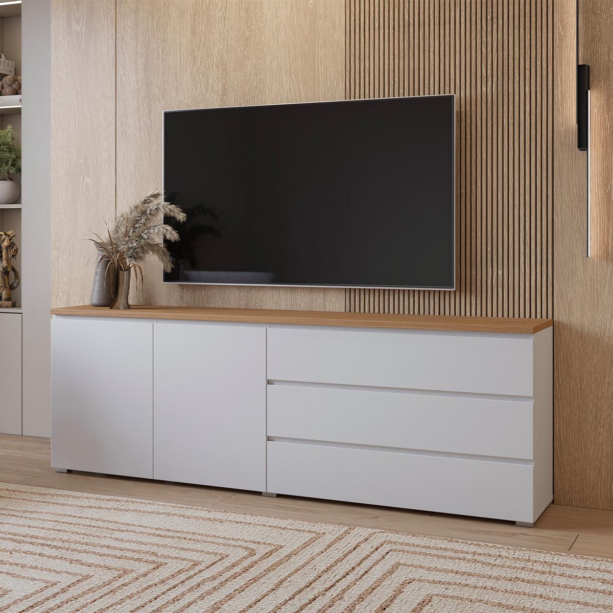 SIDEBOARD Liko Weiß und Holz - Weiß, Holzwerkstoff (200/67.9/34.5cm) - Petits-meubles