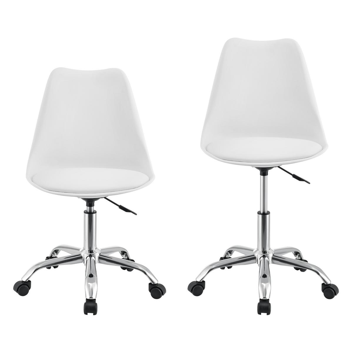 DREHSTUHL Atherton - Chromfarben/Weiß, Kunststoff/Textil (48/93/55cm) - [en.casa]