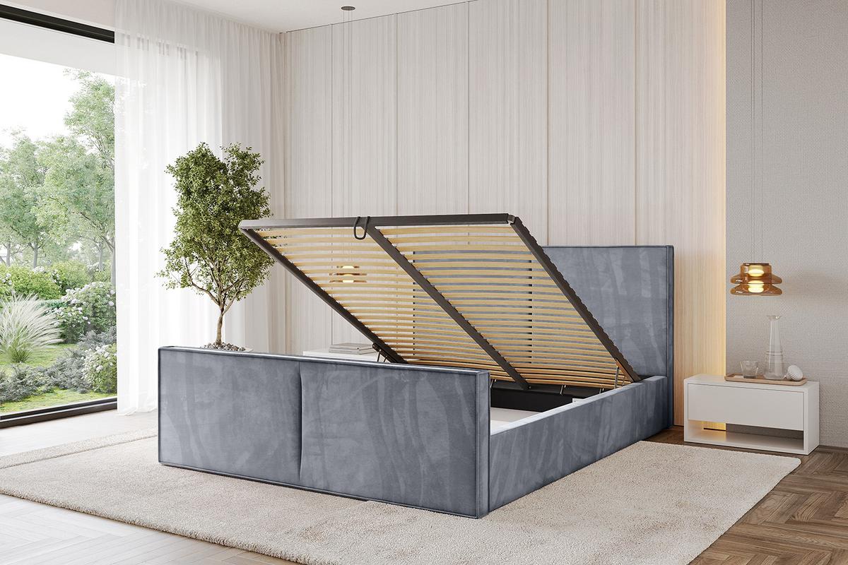 POLSTERBETT mit Bettkasten, Fußteil und Lattenrost, Boxbett ohne Matratze - VANTO-Z 180x200 Grau - Grau, Holzwerkstoff/Textil (180/200cm) - ALTDECOR