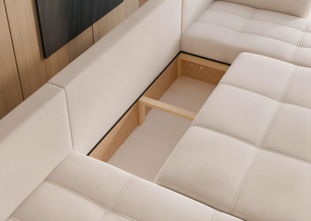 WOHNLANDSCHAFT PEDRO mit Schlaffunktion und Bettkasten Creme - Creme, Holzwerkstoff/Textil (318/79/145cm) - Idohome