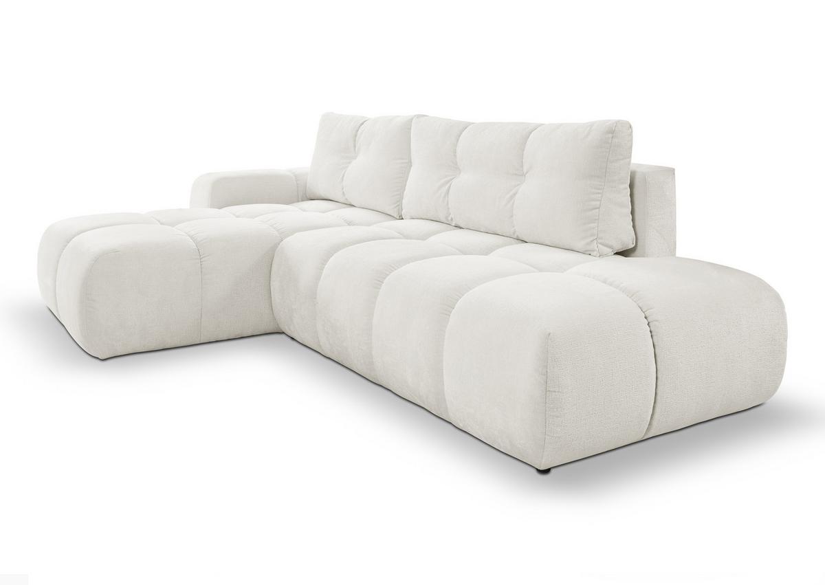 ECKSOFA L Form Hosio Cremefarbton 286/177/88 cm Links mit Schlaffunktion - Hellgrau/Schwarz, Kunststoff/Textil (177/286cm) - AX Living