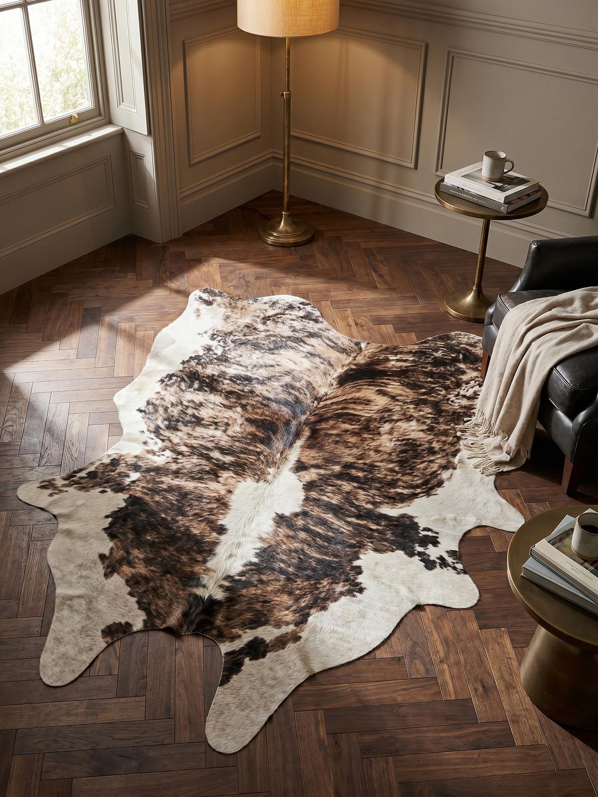 TEPPICH Flachgewebe GASTEIN in Braun, in Rindsleder-Optik, aus Polyester, 100 x 135 cm - Braun, Textil (100/135cm) - KADIMA DESIGN