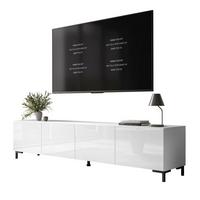 TV-LOWBOARD COLGANTE 200 cm auf Schwarz Kunststoffbeinen - Weiß Hochglanz/Schwarz, Holzwerkstoff/Kunststoff (200/45/40cm) - Lookway