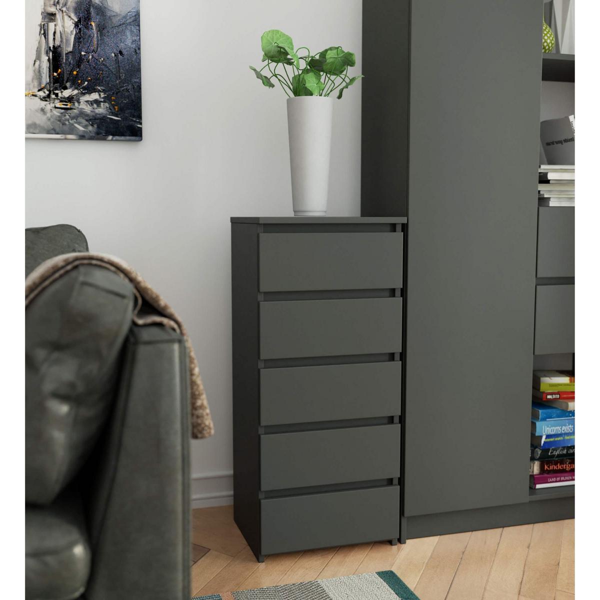 KOMMODE Graphit Grau 92/40/35 - Graphitfarben, Holzwerkstoff (40/92/35cm) - RAUMHIRSCH FURNITURE