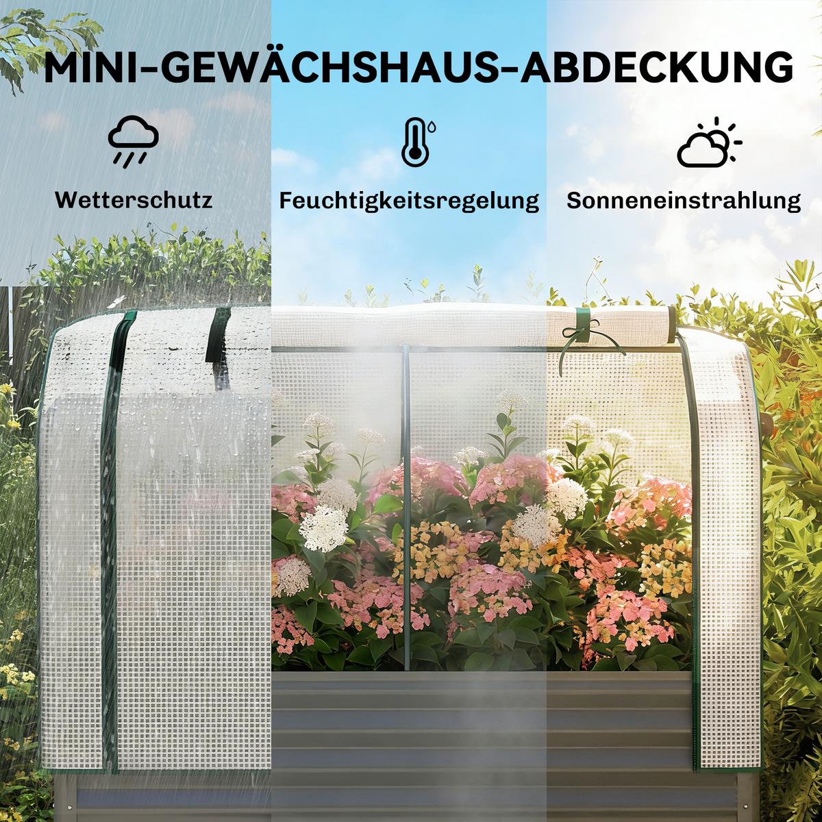 HOCHBEET mit Gewächshausabdeckung Dunkelgrau - Dunkelgrau, Metall (55/140/120cm) - Outsunny