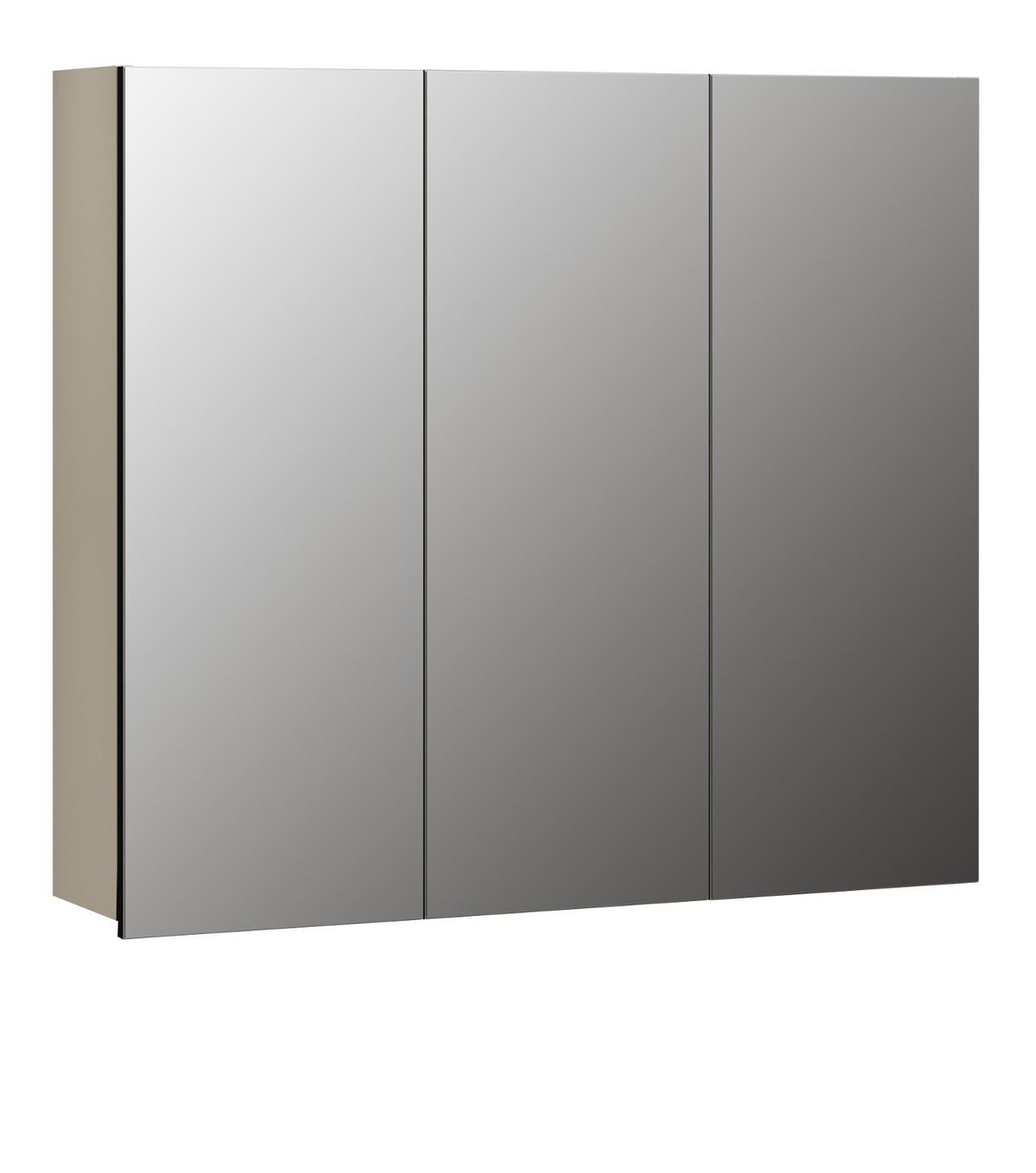 SPIEGELSCHRANK Kaschmir grau 90 cm, Badschrank 3-türig - Klar/Grau, Glas/Holzwerkstoff (90/80/20cm) - Top.Furn