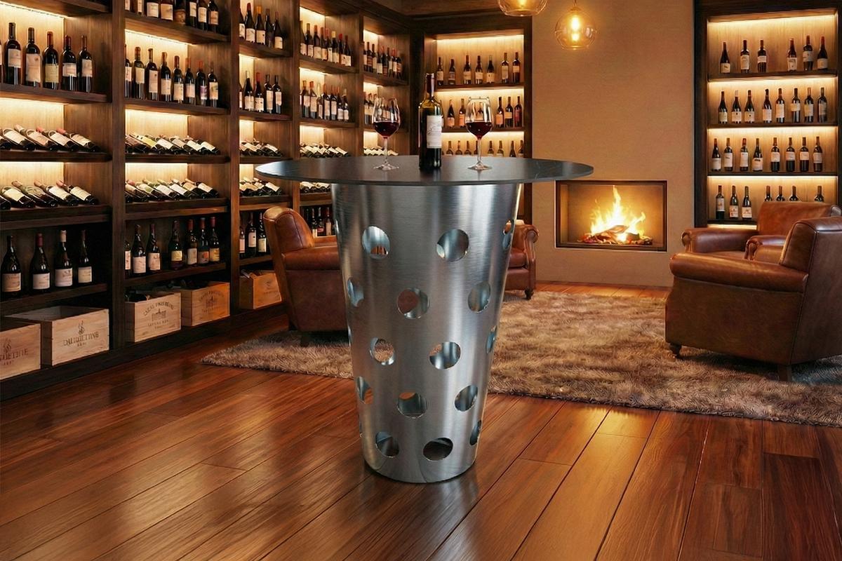 BARTISCH VINO Silber Metall - Silberfarben, Metall (90/90/111cm) - KAWOLA