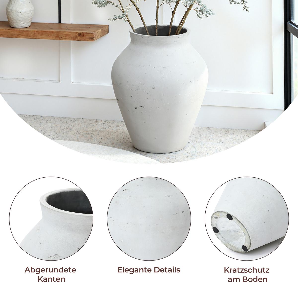 VASE Alba, 40 cm Hoch - Weiß, Naturmaterialien (40cm) - Hometopia