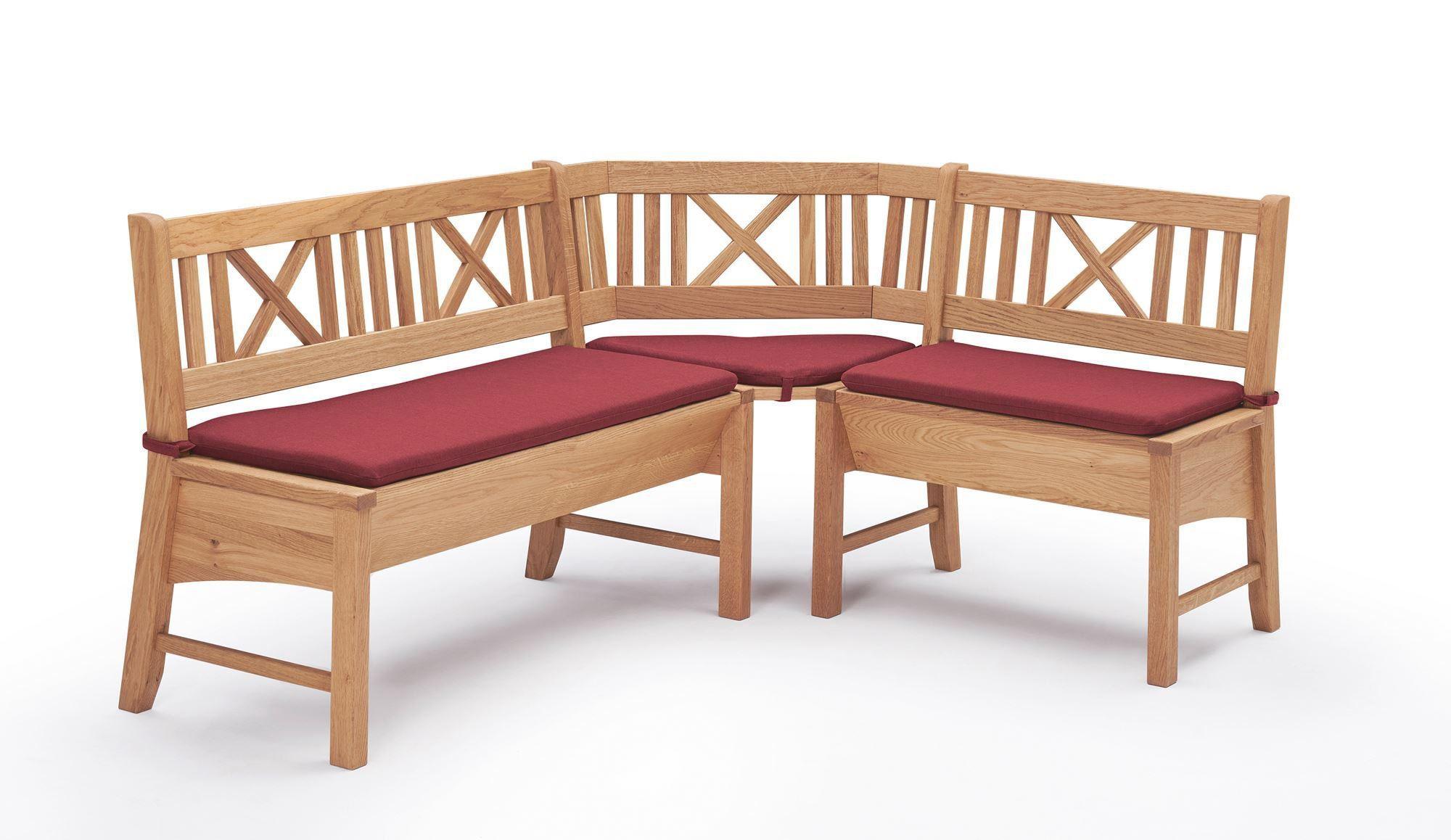ECKBANK Deborah 204 x 135 x 87 Massivholz Buche lackiert/Weinrot - Buchefarben/Rot, Holz (204/135cm) - 58aufmkessel