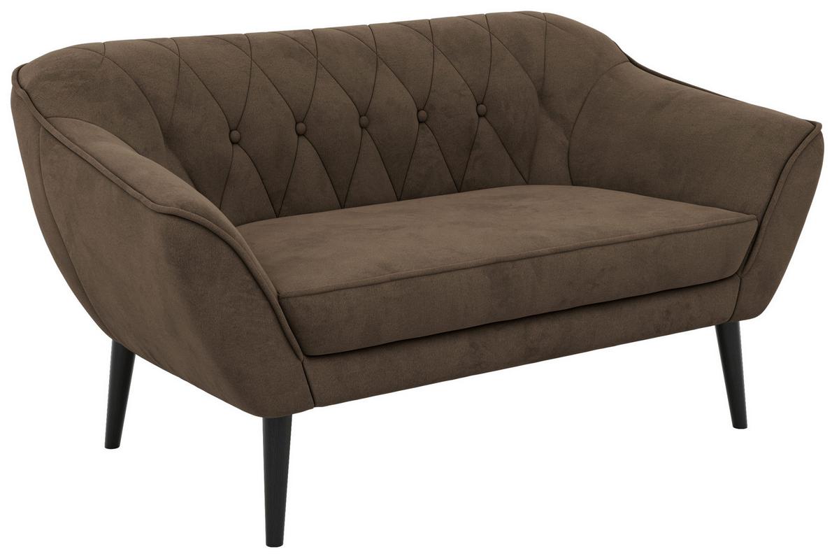 2-SITZER-SOFA PIRS - Braun Velvet - Schwarze Beine - Dunkelbraun/Schwarz, Holzwerkstoff/Textil (140/75/74cm) - MKS