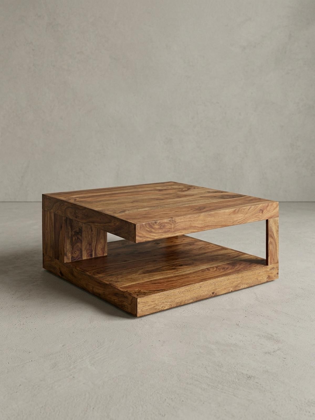 COUCHTISCH Dunkelbraun Massivholz Sheesham 90 cm Landhausstil - Braun, Holz (90/90/40cm) - KADIMA DESIGN