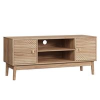 TV-SCHRANK 110 cm Eiche Natur mit 2 Türen, offenen Fächern & Kabelmanagement im Mid-Century-Stil - Eichefarben, Holzwerkstoff (110/48/40cm) - Urban Meuble