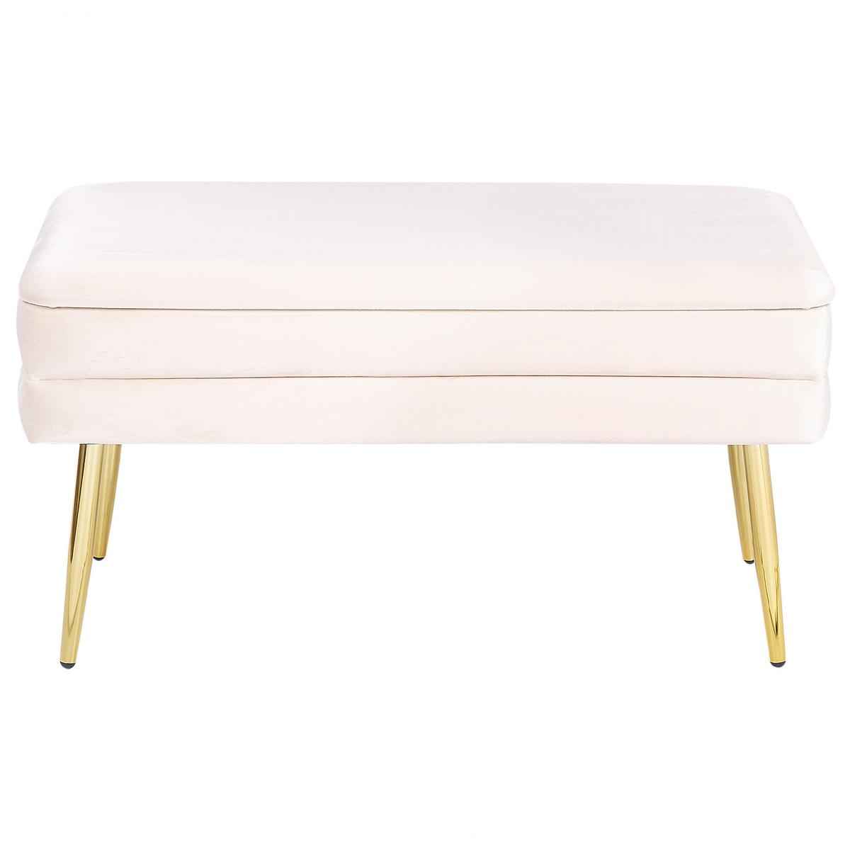 TRUHENBANK Cremeweiß Durham - Goldfarben/Creme, Textil (79/43/37cm) - Beliani