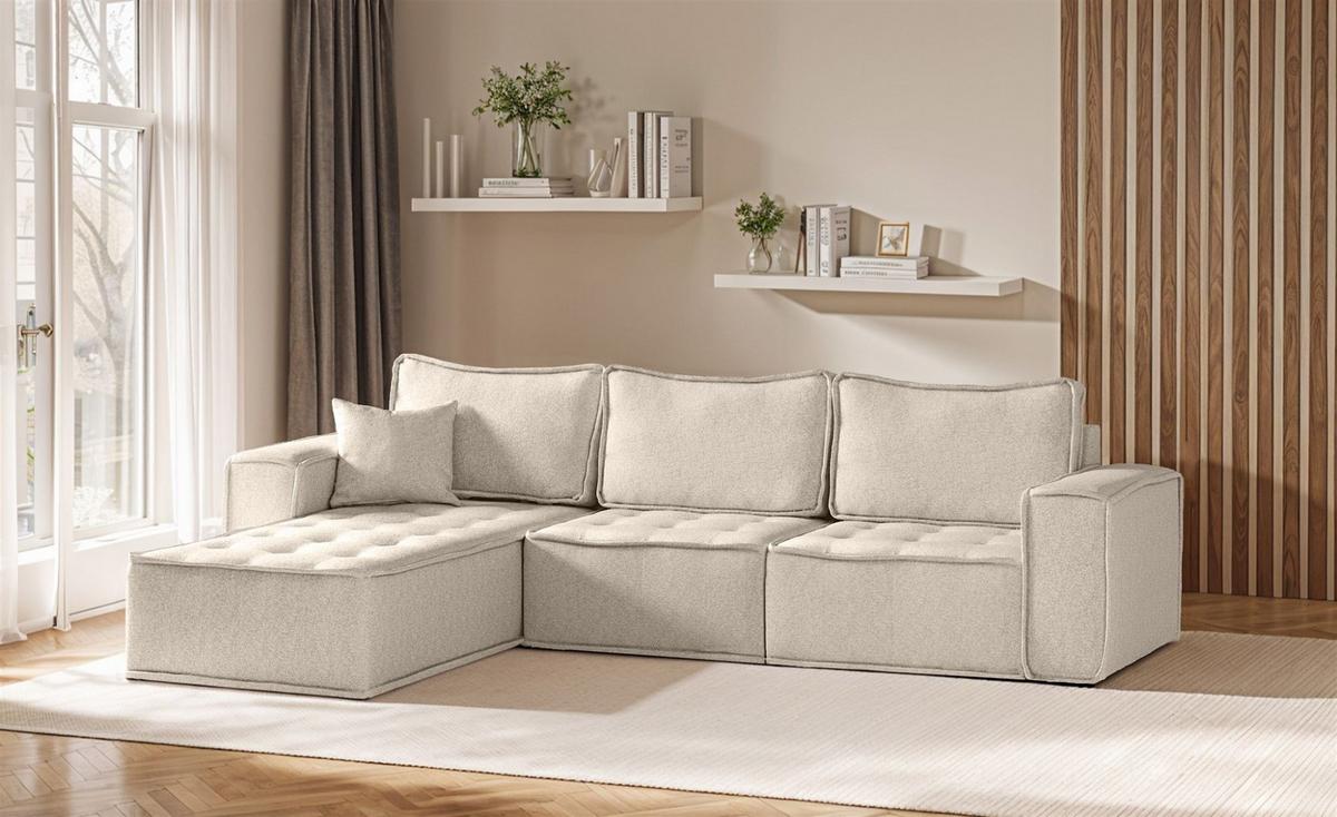ECKSOFA Sande In Alpine - Beige, Holzwerkstoff/Textil (292/192cm) - Fun Möbel