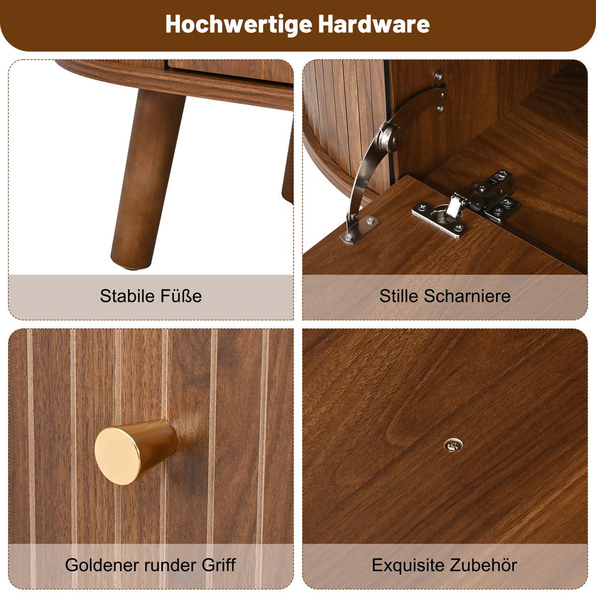 TV LOWBOARD Spiegel Holzoptik Hochschrank Stauraum - Walnussfarben, Holzwerkstoff (180/47/38cm) - Urban Meuble