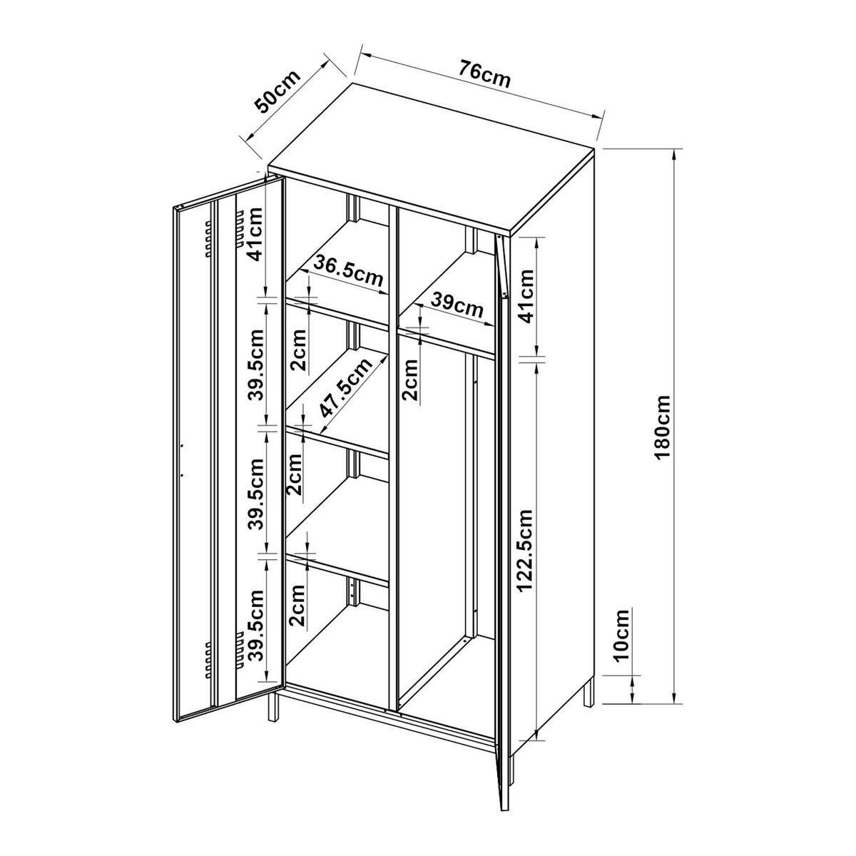 KLEIDERSCHRANK Seinäjoki - Weiß, Metall (76/180/50cm) - [en.casa]
