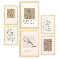 POSTER Set Mit 6 Schönheit Sammlung A3 & A4 Rahmen Aus Hellem Holz - Beige, Papier (29/3cm) - Nacnic