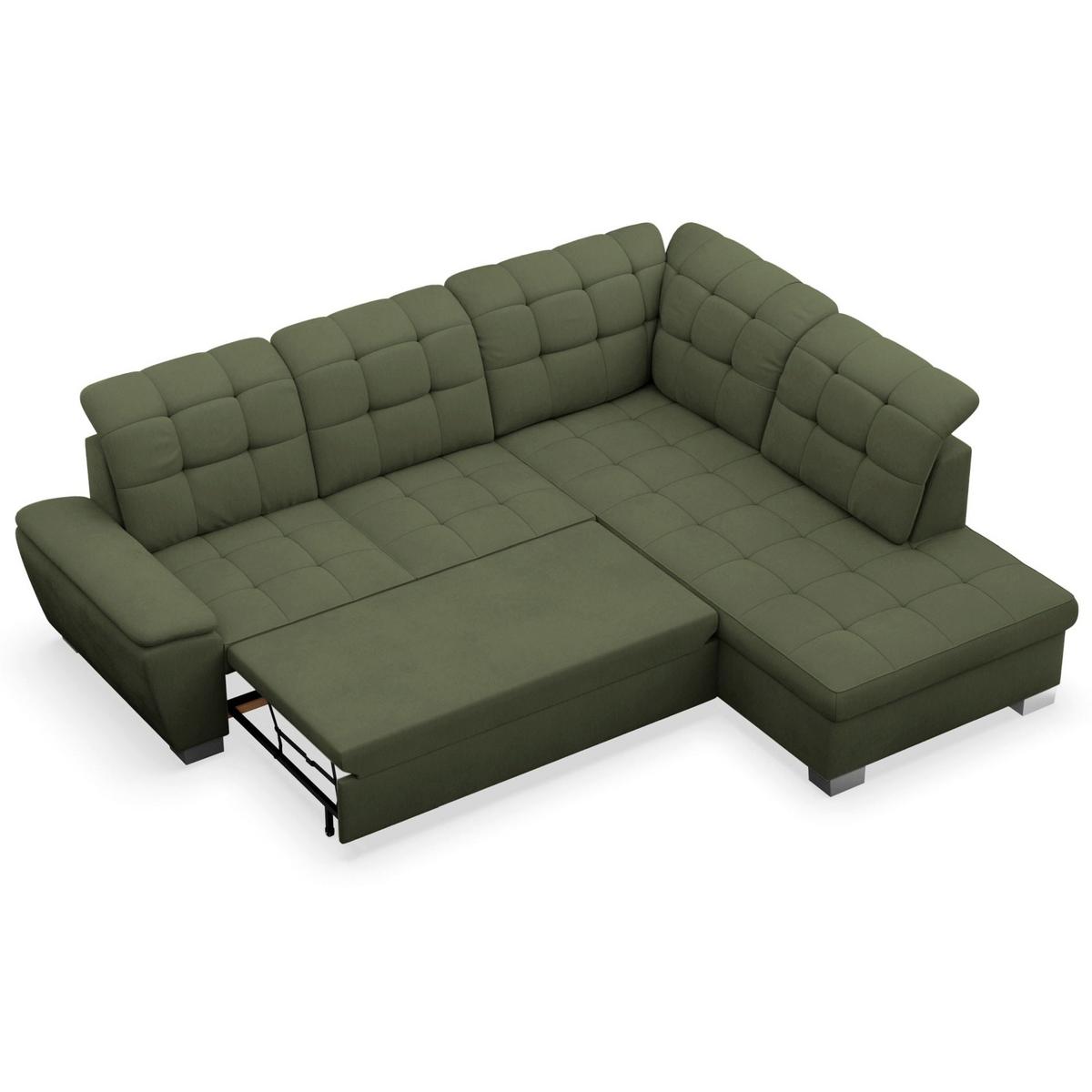 ECKSOFA Jamaal Khaki rechtsseitig - Schwarz/Grün, Textil (212/258cm) - Selsey