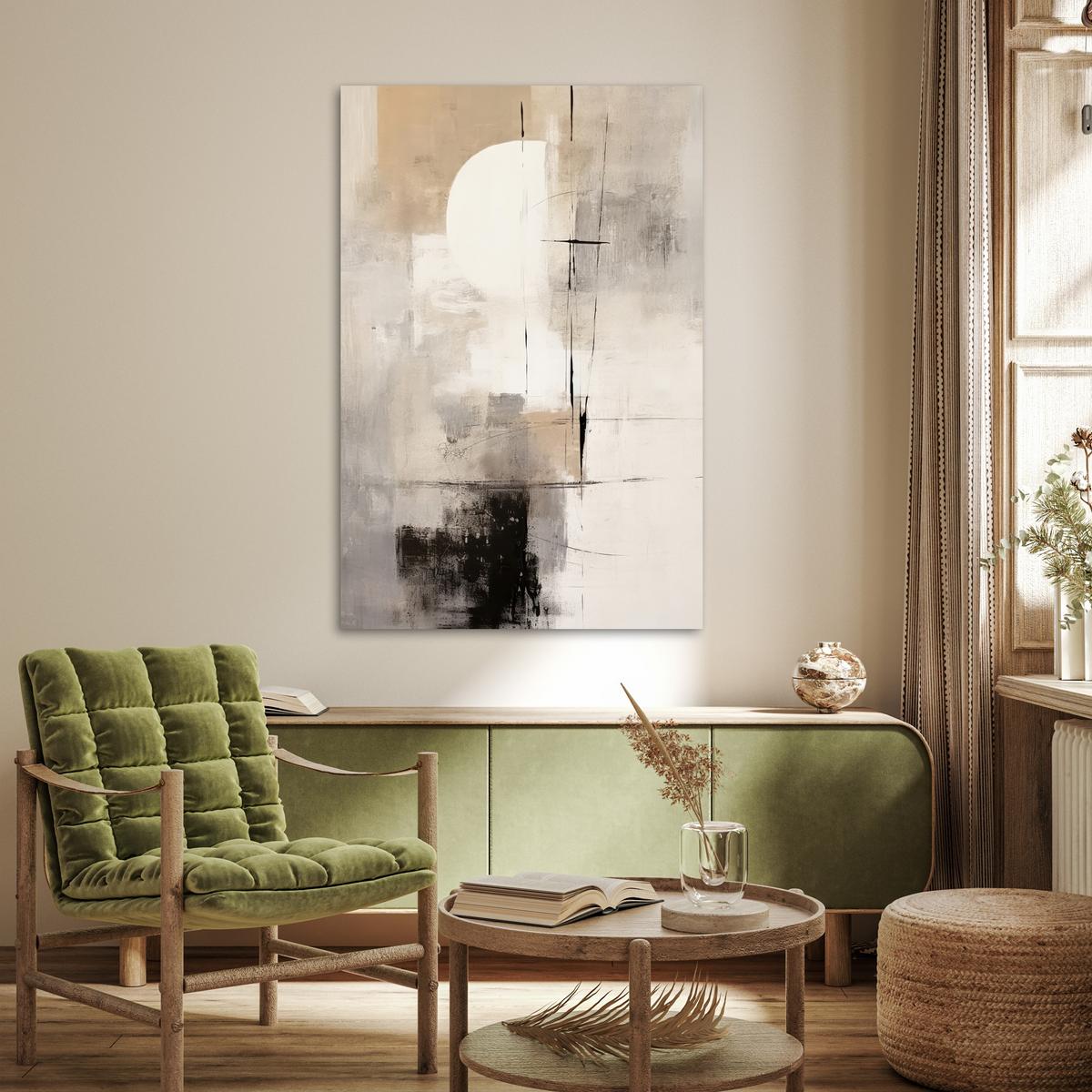 POSTER Abstrakt - Kunst - Grau Wandbild Schlafzimmer 80x120 cm - Hellgrau, Papier (80/120/0.1cm) - MuchoWow