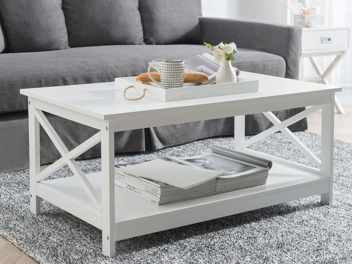 COUCHTISCH weiß rechteckig 55/100 cm Foster - Weiß, Holzwerkstoff (55/100/45cm) - Beliani