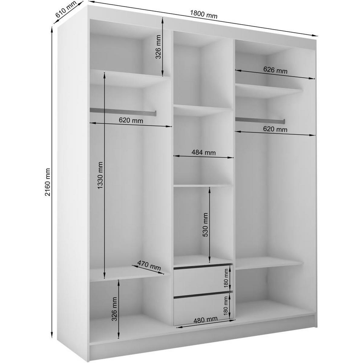 SCHWEBETÜRENSCHRANK Mario 240/216/61 weiß - Weiß, Holzwerkstoff (240/216/61cm) - Beautysofa