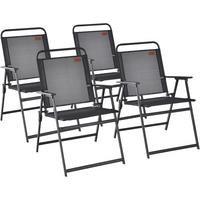 KLAPPSTUHL mit Armlehnen 4er-Set Schwarz - Schwarz, Metall (68/83/55cm) - COSTWAY