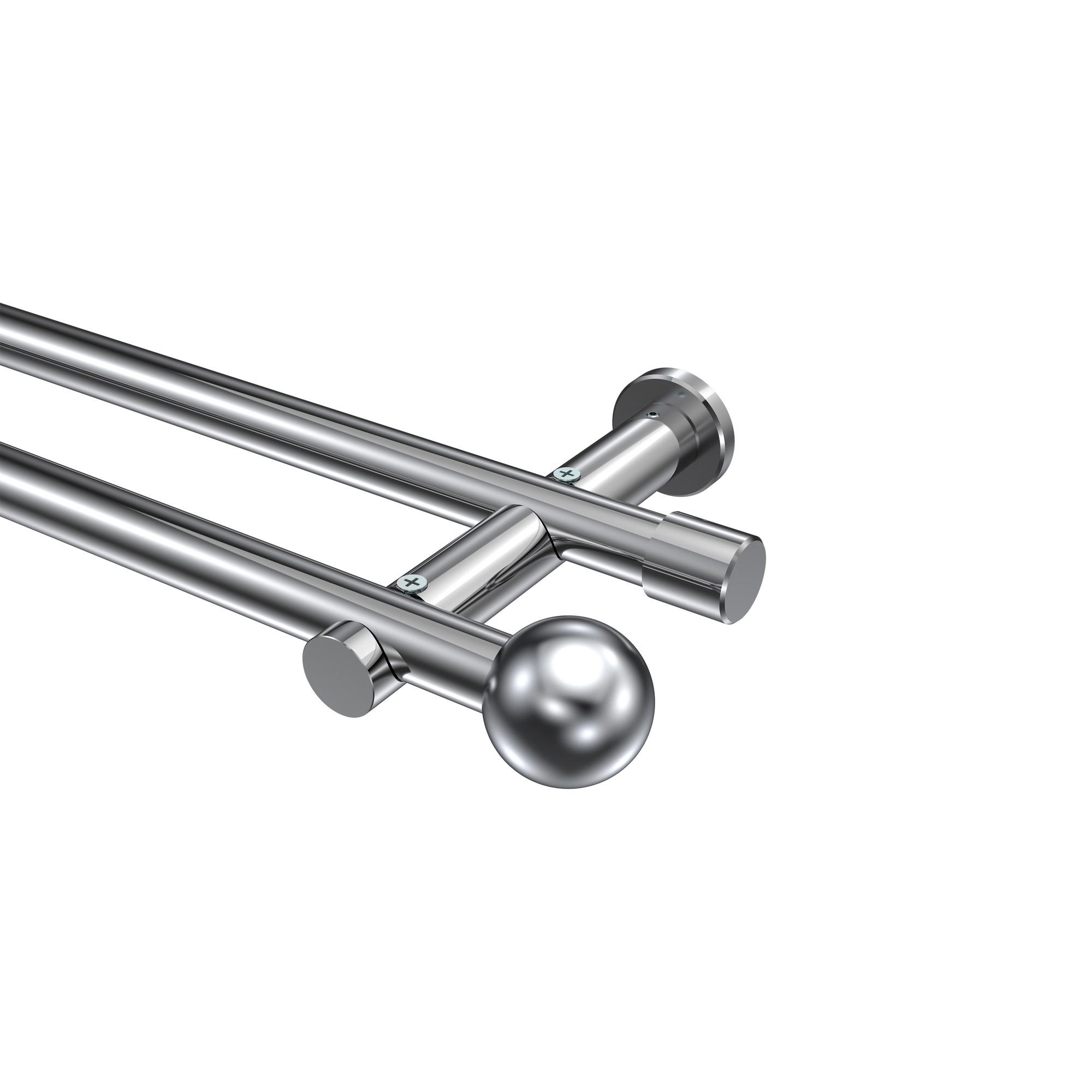 GARDINENSTANGE Platon Luino 160 cm, 2-läufig (ohne Ringe), 20 mm Ø Chrom - Chromfarben, Metall (160cm) - INTERDECO