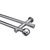 GARDINENSTANGE Platon Luino 160 cm, 2-läufig (ohne Ringe), 20 mm Ø Chrom - Chromfarben, Metall (160cm) - INTERDECO