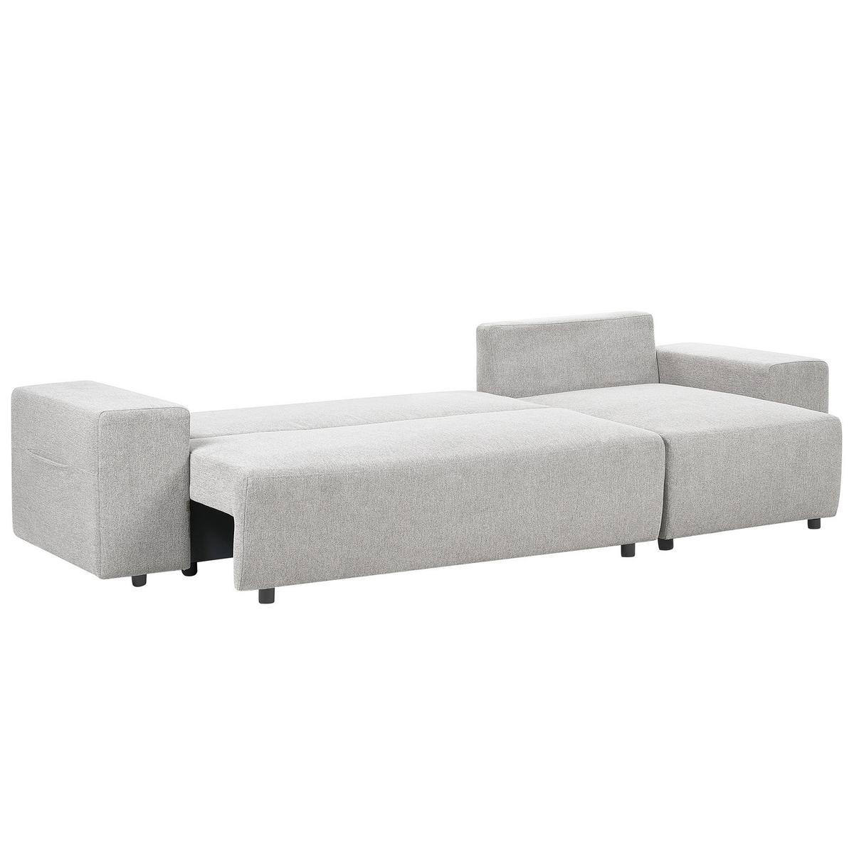 3-SITZER-ECKSOFA hellgrau rechtsseitig mit Schlaffunktion Stauraum Luspa - Schwarz/Grau, Textil (294/130cm) - Beliani