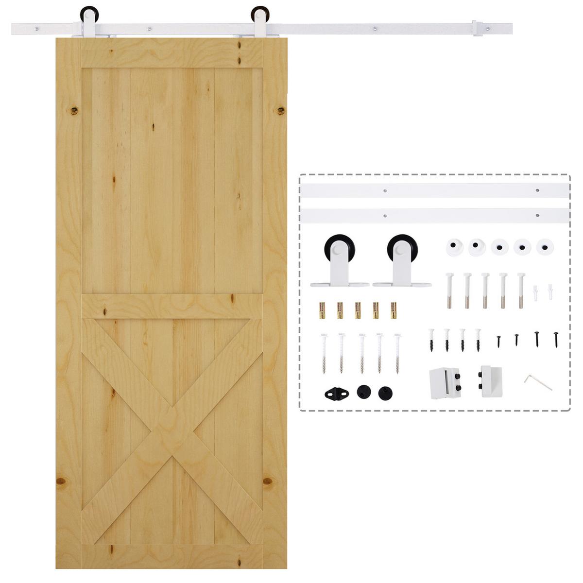 SCHIEBETÜREN-BESCHLAGSATZ 183 cm Komplett-Set mit Schienen, Rollen Weiß - Weiß, Metall (4/0.6/183cm) - HOMCOM
