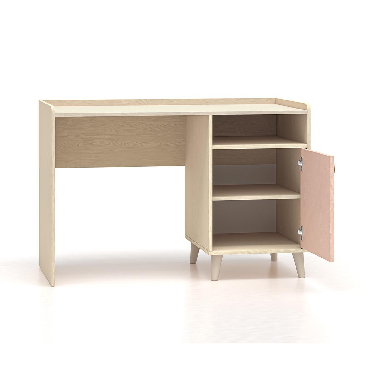 SCHREIBTISCH Alycia Beige - Korallenrosa - Holzeffekt - Pink, Holz (120/80/58cm) - Petits-meubles