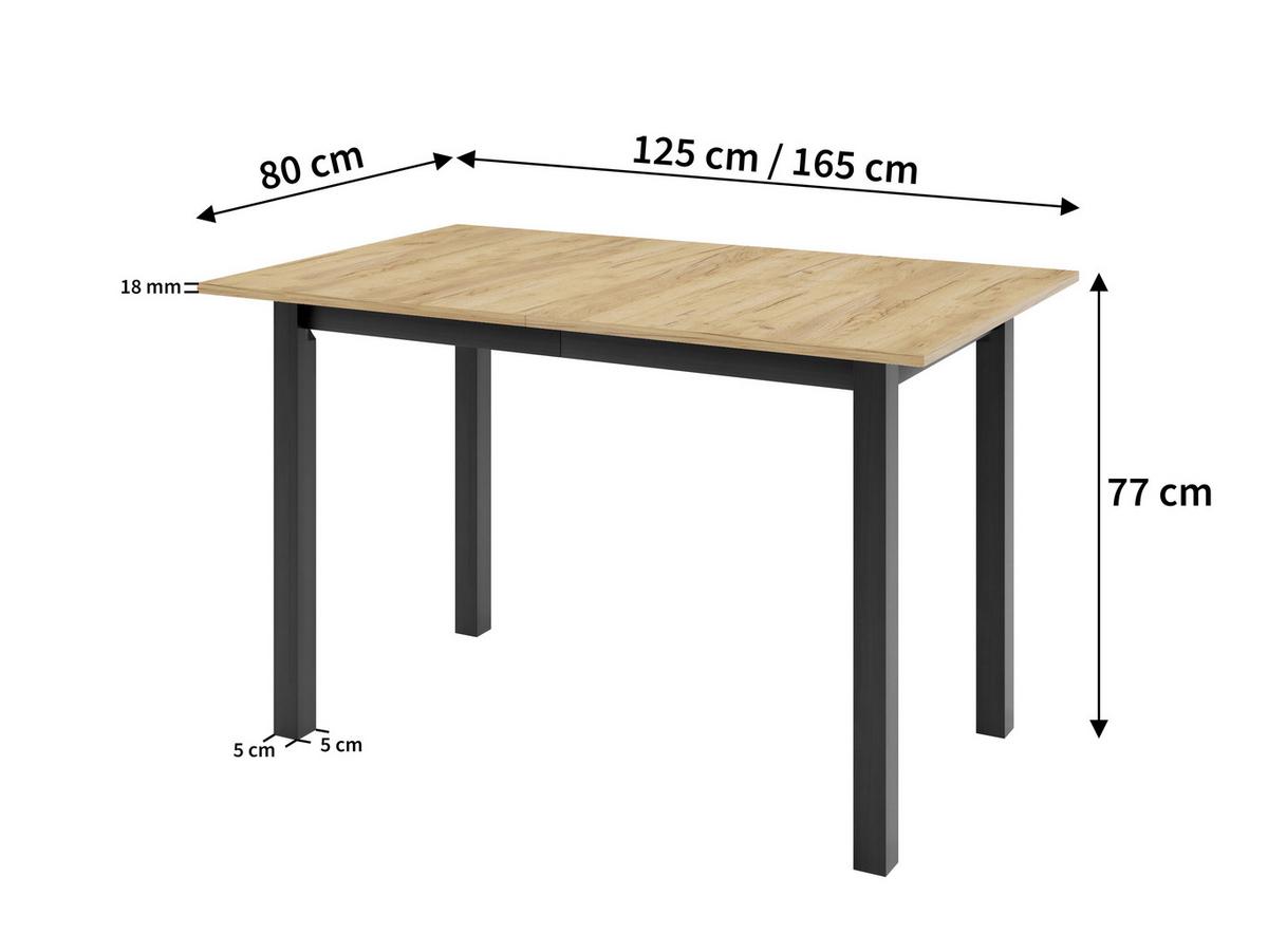 ESSTISCH ENZO P Ausziehbar 125 - 165 / 80 x 77 cm - Schwarz/Weiß, Holz (125/80/77cm) - MASSENO