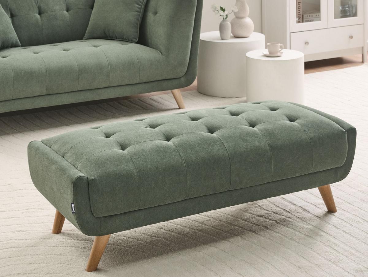 OTTOMANE Stoff Grün Habo - Hellbraun, Textil (134/42/60cm) - Beliani