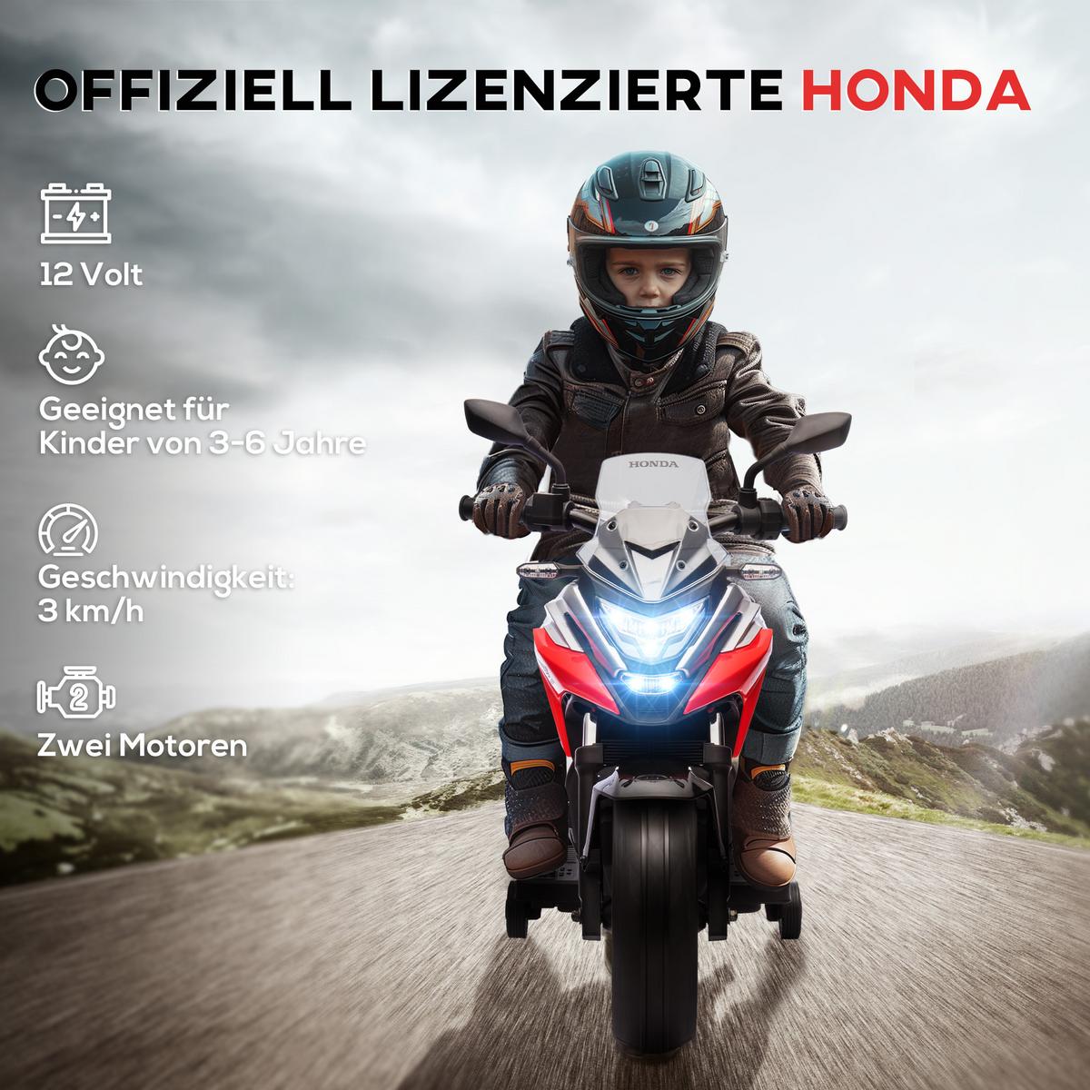 KINDER Elektro-Motorrad, 12V Kindermotorrad mit MP3, USB, LED-Scheinwerfer Rot - Rot, Kunststoff (107/46/75cm) - AIYAPLAY