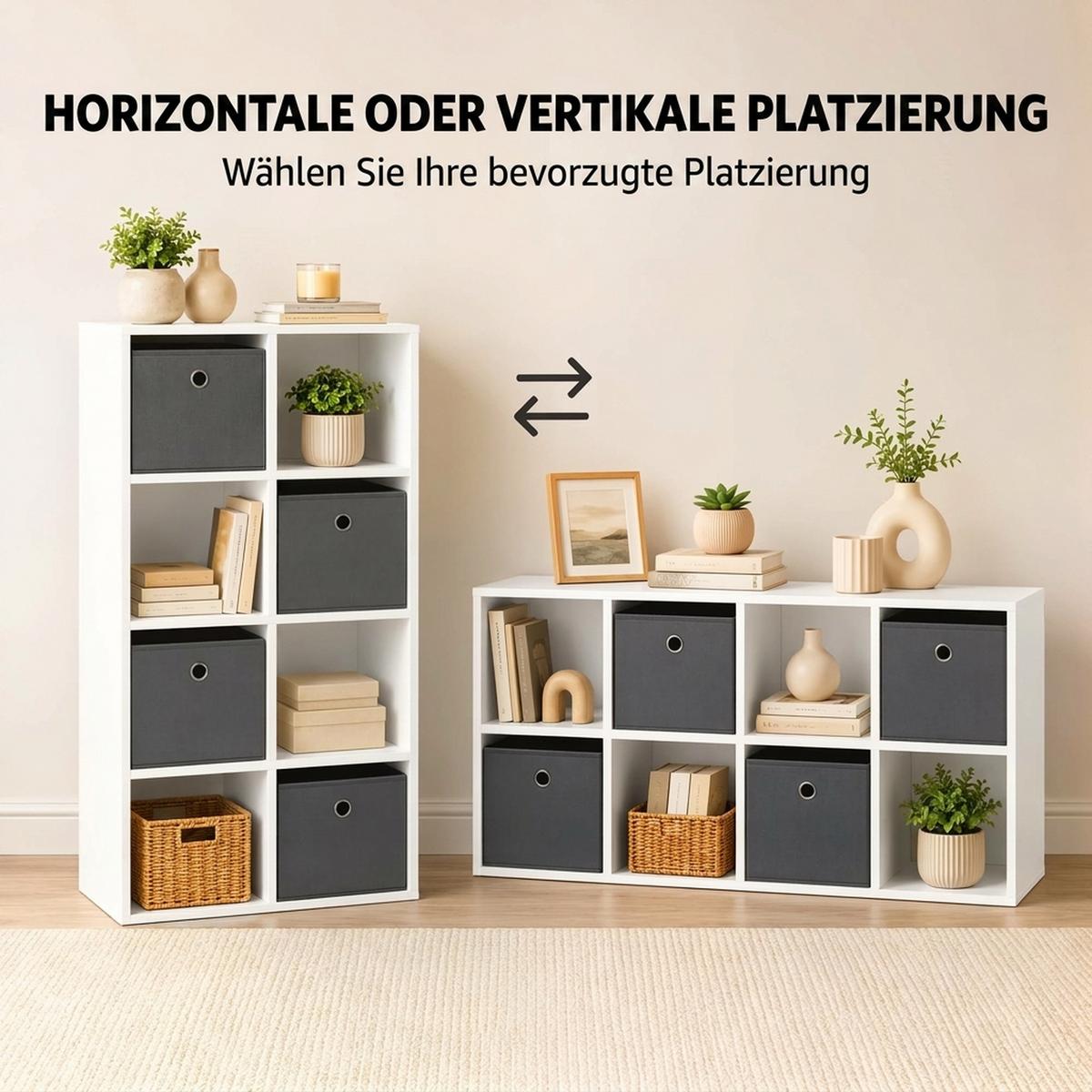 BÜCHERREGAL Spanplatte Weiß - Weiß, Holzwerkstoff (30/53.7/105.9cm) - HOMCOM