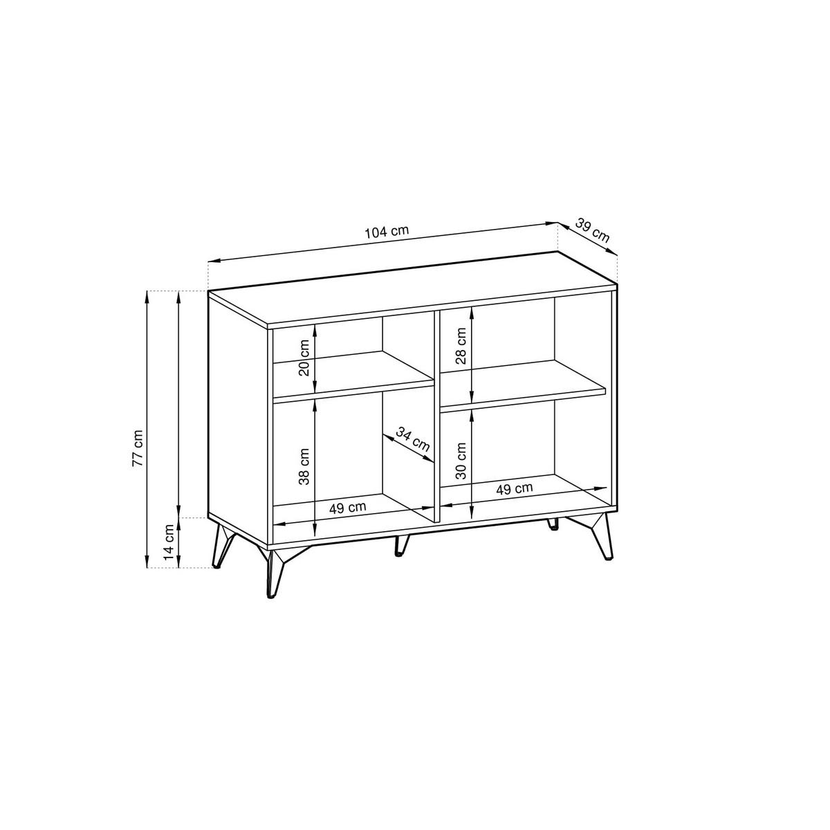 KOMMODE DIAMANTE 104/77/39 cm mit 2 Türen Schwarz - Schwarz/Eiche Artisan, Holzwerkstoff (104/77/39cm) - MASSENO