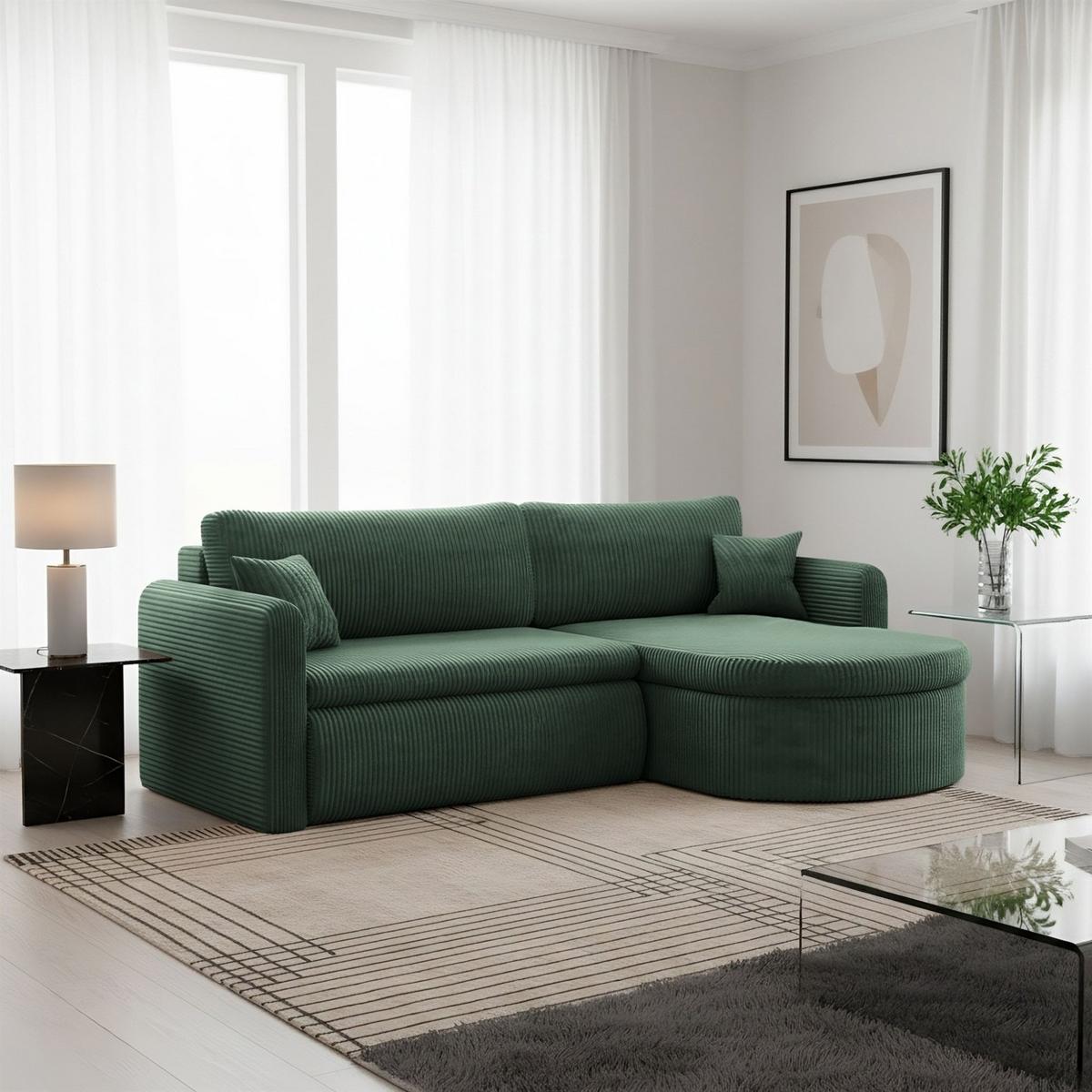 ECKSOFA Feliz In Poso - Grün, Holzwerkstoff/Textil (250/160cm) - Fun Möbel