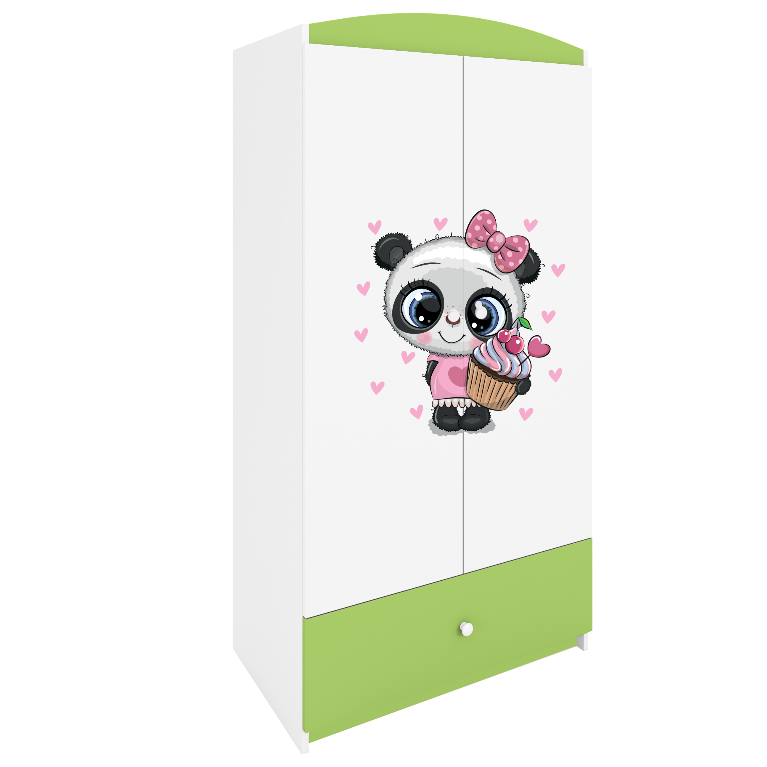 KINDERKLEIDERSCHRANK Panda - Grün, Holzwerkstoff (90/175/52cm) - RAUMHIRSCH FURNITURE