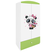 KINDERKLEIDERSCHRANK Panda - Grün, Holzwerkstoff (90/175/52cm) - RAUMHIRSCH FURNITURE