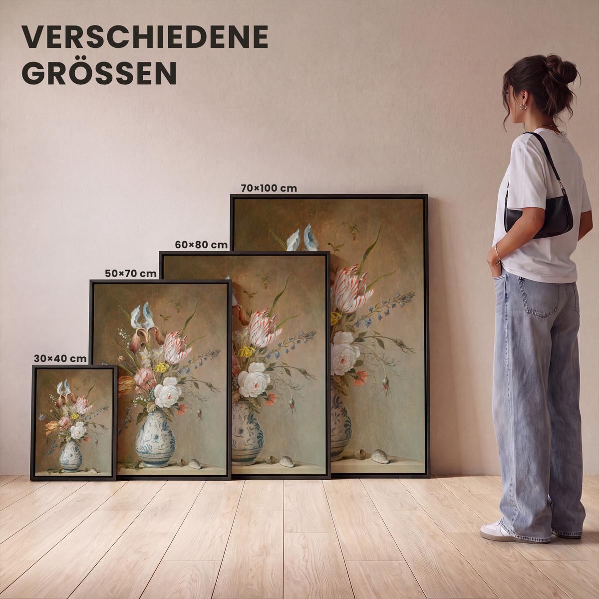 LEINWAND Bilder mit Rahmen - Alte Meister - Blumen - Balthasar van der Ast - 30x40 - Hellbraun, Textil (30/40cm) - MuchoWow