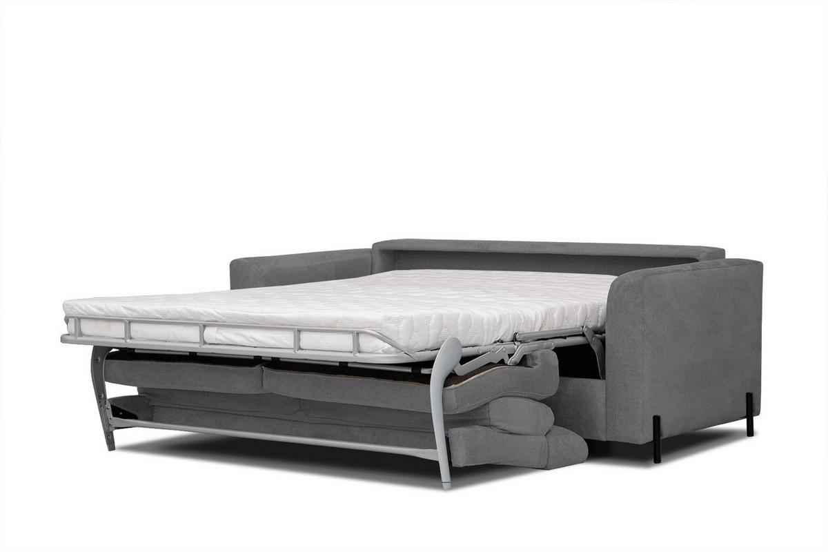SOFA MEZO 3-Sitzer mit Schlaffunktion, grau - Schwarz/Grau, Holz/Textil (232/90/107cm) - Wozimo