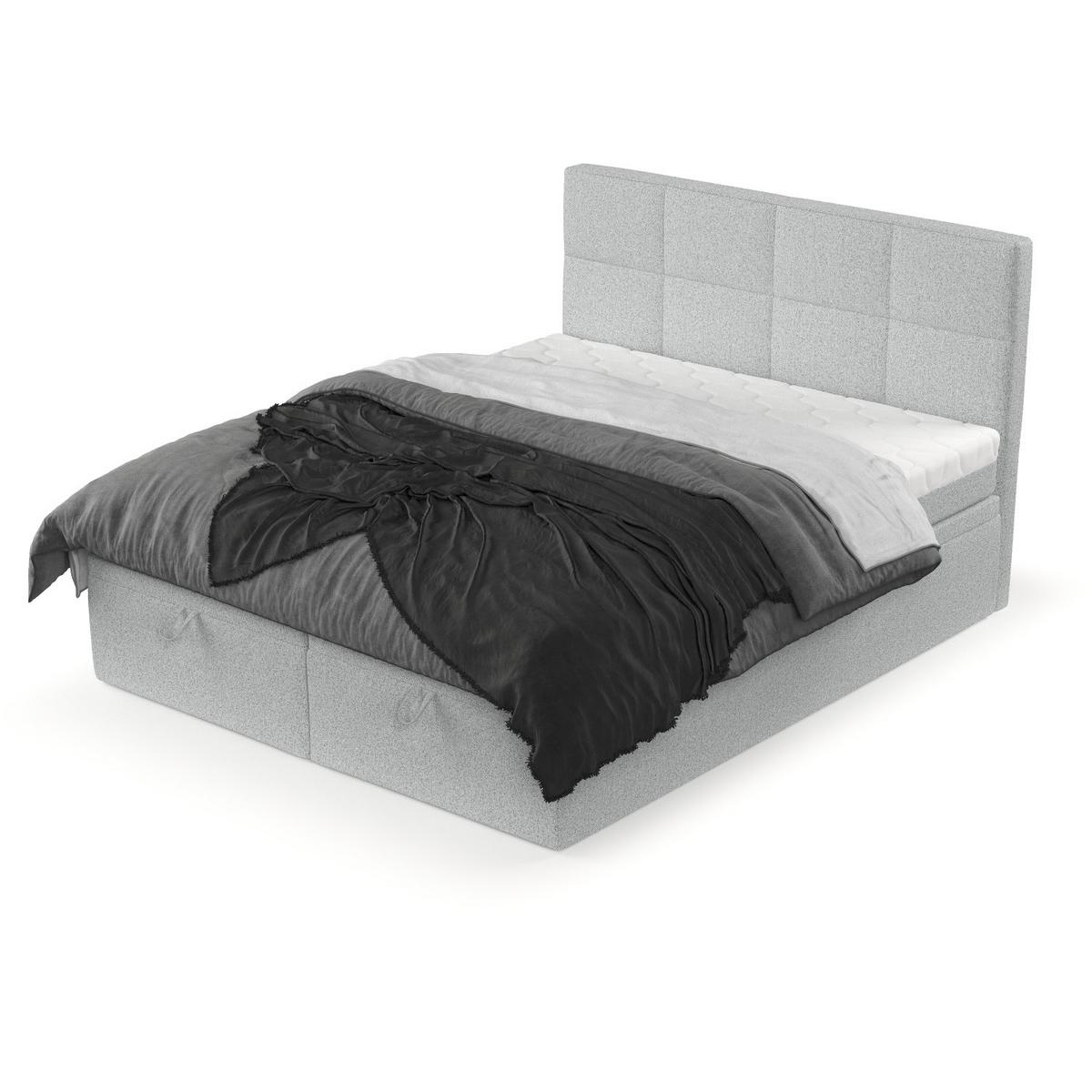 BOXBETT Tessa 180/200 cm Hellgrau im Riva Stoff - Hellgrau/Schwarz, Holz/Holzwerkstoff (180/200cm) - AltaBeds