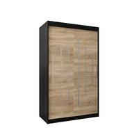 SCHWEBETÜRENSCHRANK 200/120/62 2-türig - Silberfarben/Schwarz, Holz/Kunststoff (120/200/62cm) - Abiks Möbel