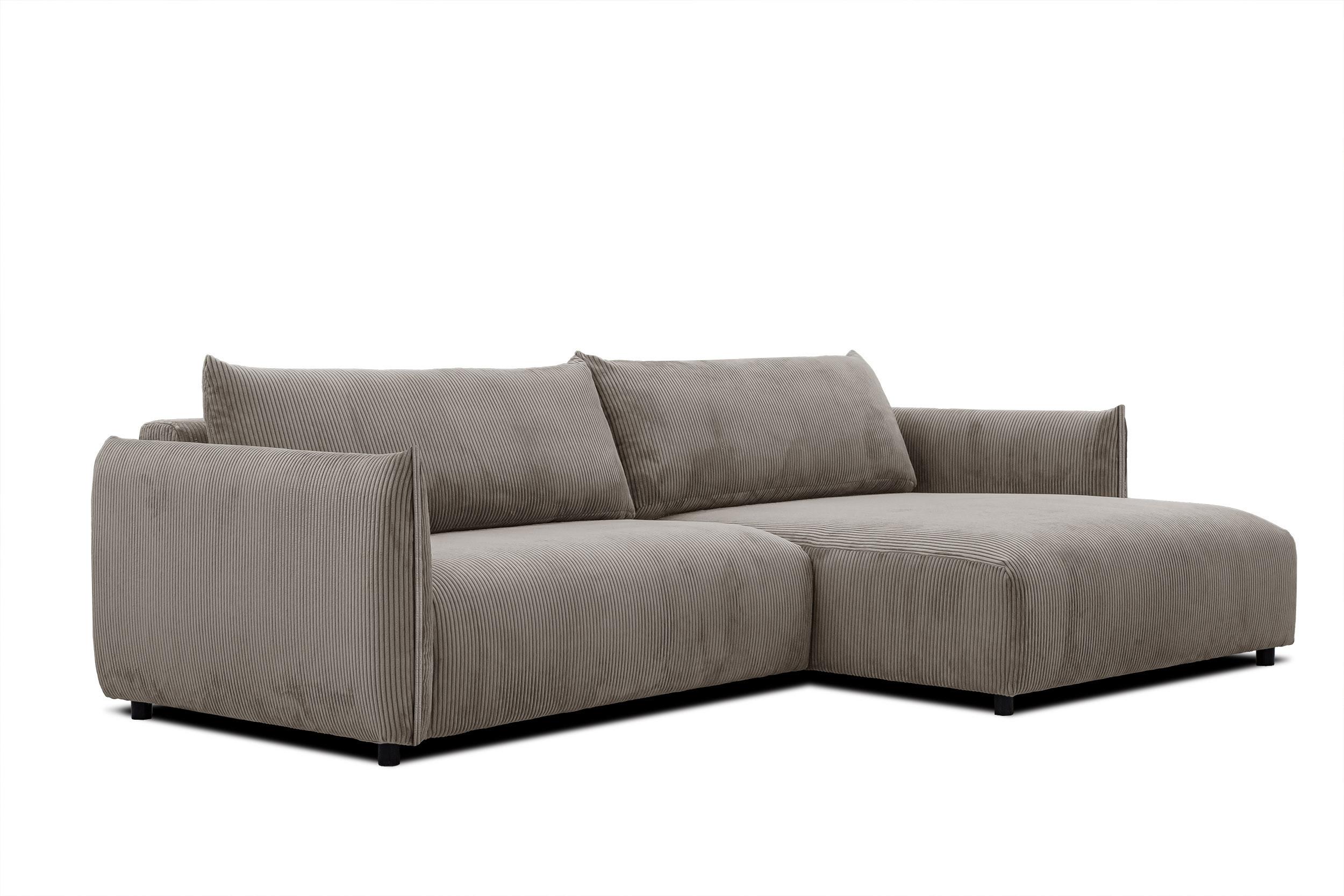 ECKSOFA TAUER 5-Sitzer, taupe - Taupe/Schwarz, Holzwerkstoff/Kunststoff (292/174cm) - Wozimo