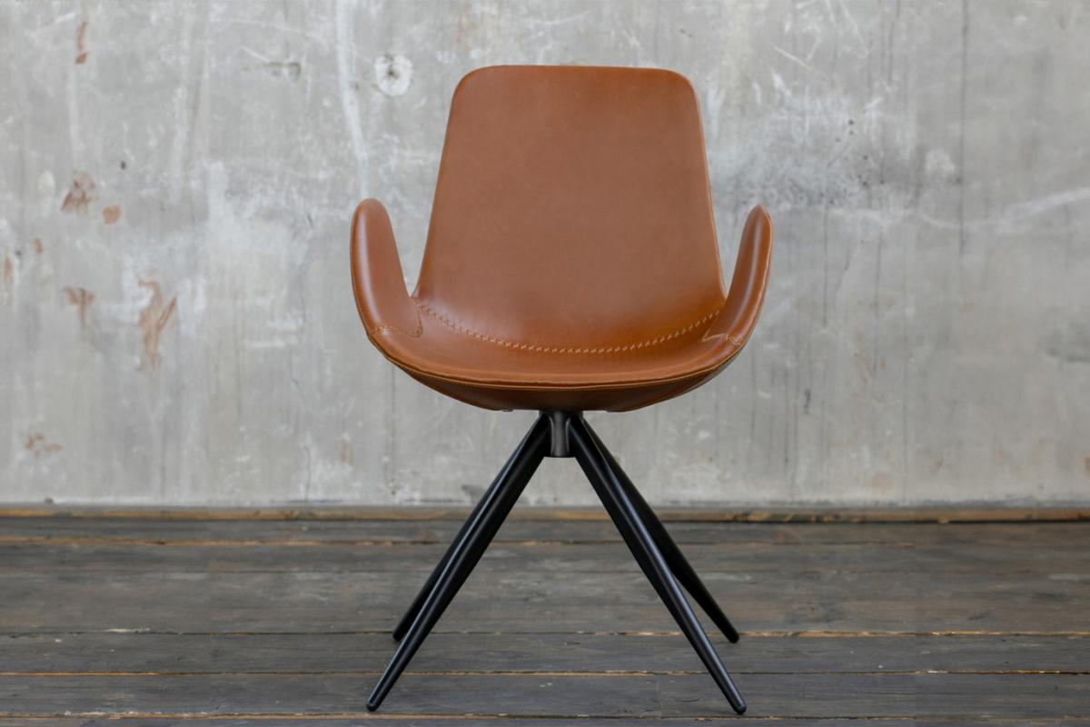 DREHSTUHL QUEN Braun Kunstleder Drehbar (180°) - Braun, Leder (55/82/55cm) - KAWOLA