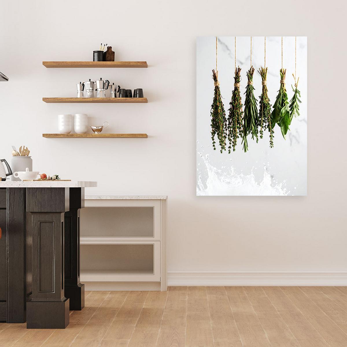 LEINWANDBILD Kräuter Gewürze Pflanzen 60x90cm - Weiß, Textil (60/90cm) - Feeby